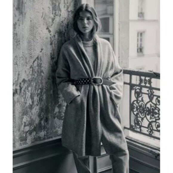 NWT-Zara Grey Marled Soft Knit Coat-L - Picture 4 of 5